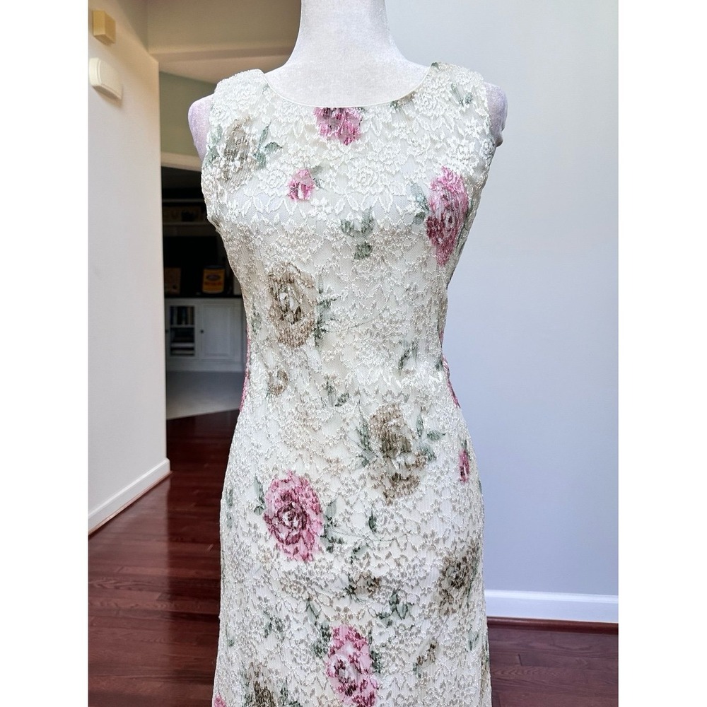 Vintage‎ Y2K 2000s DressBarn CottageCore Valley Girl Coquette Floral Maxi Dress - Picture 3 of 11